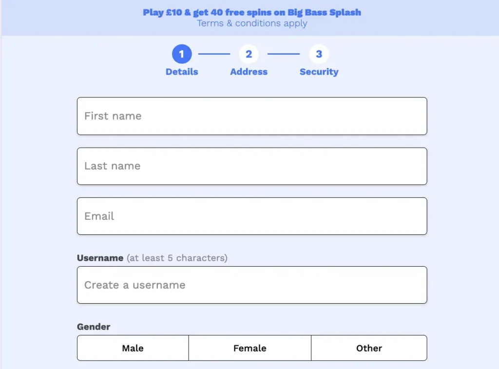 Casushi Sign Up Step 1